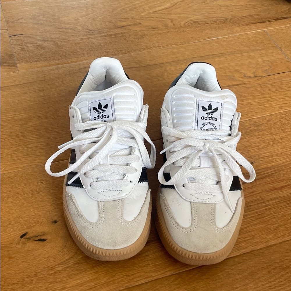 Adidas Black and White Sneakers with Gum Sole - Picture 2 of 5